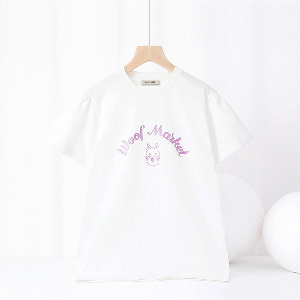 Girls Printed Short Sleeves Casual T-Shirt Tshirts White 6-7 Y 