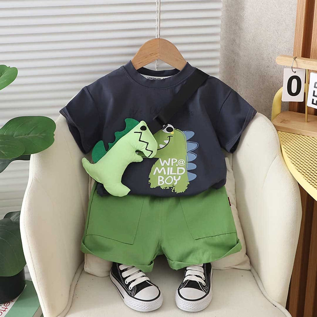 Boys Dinosaur Graphic T-Shirt With Shorts Set 2 pc. Sets Black 1-2 Y 