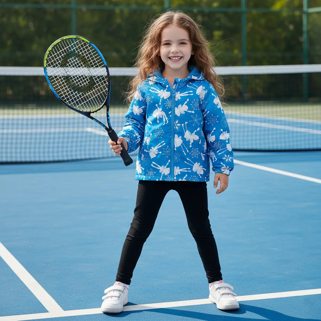 Girls Blue Fairy Printed Hooded Zipper Jacket With Inner Fleece Lining Coats & Jackets Blue 2-3 Y