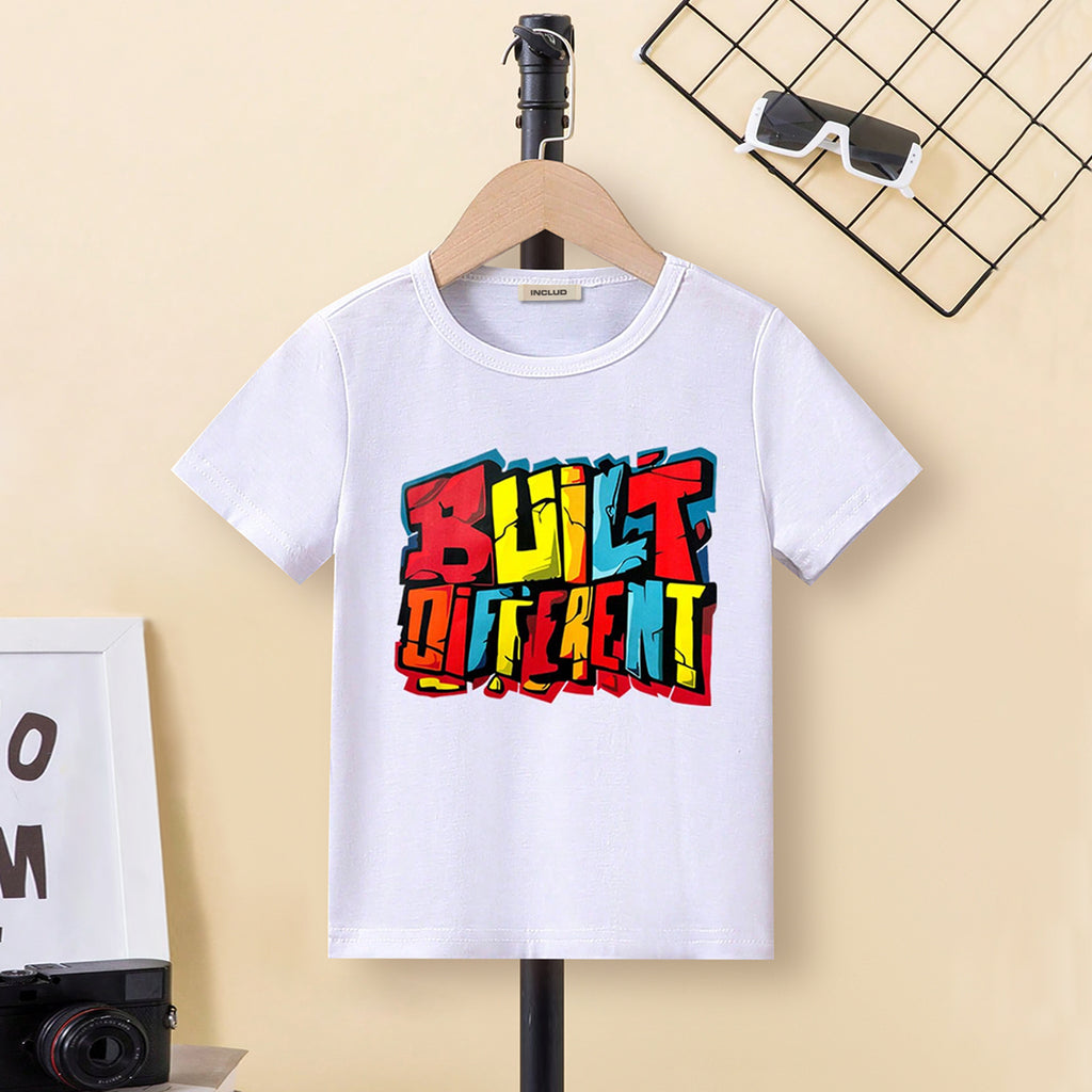 Boys White Typographic Printed Regular Short Sleeves T-Shirts Tshirts White 3-4 Y