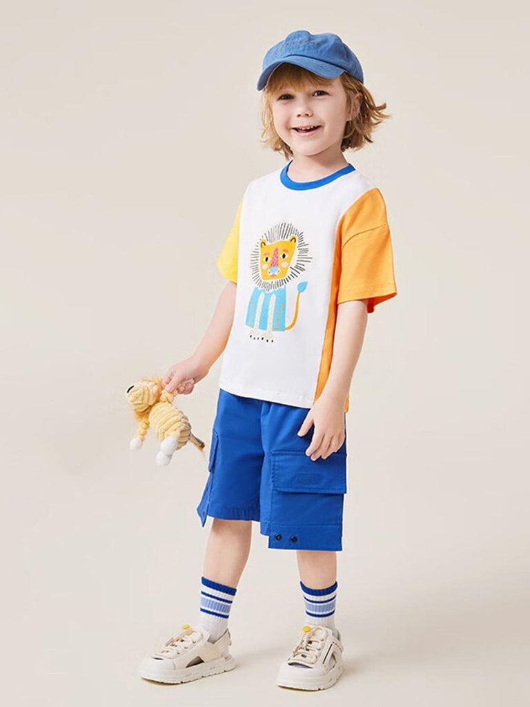 Boys Drop Shoulder Printed Casual T-shirt Tshirts Orange 1-2 Y 