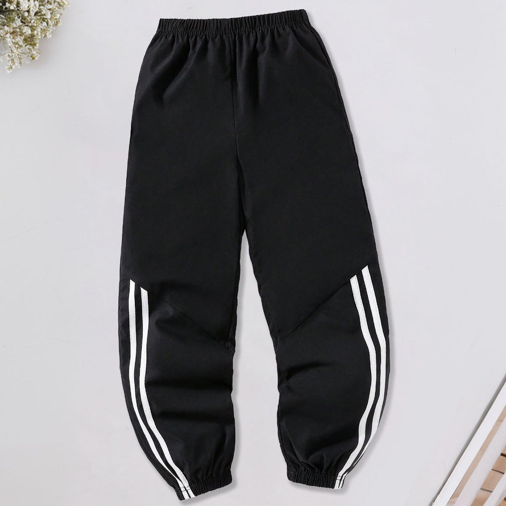 Boys Black Side Stripes Jogger Trackpants & Joggers Black 7-8 Y