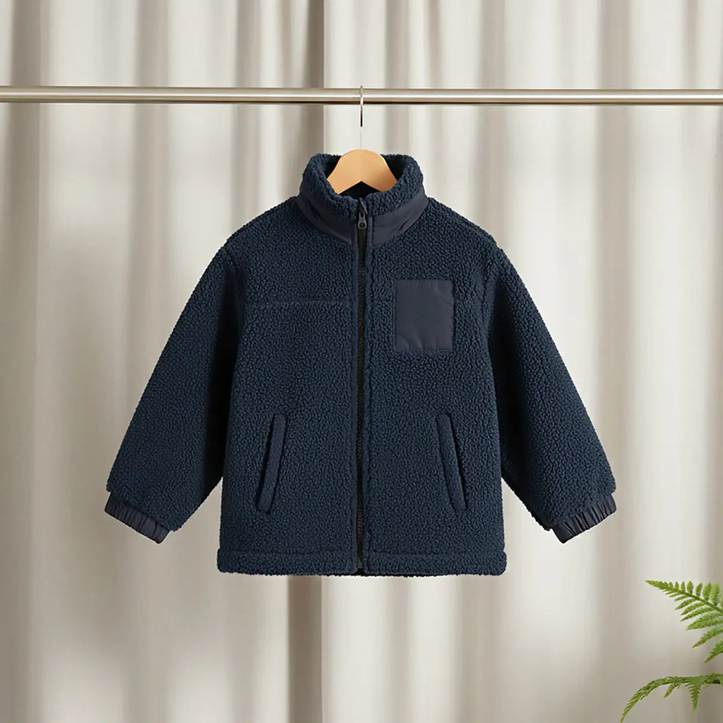 Boys Dark Blue Fleece Zip-up Jacket Coats & Jackets Dark Blue 1-2 Y