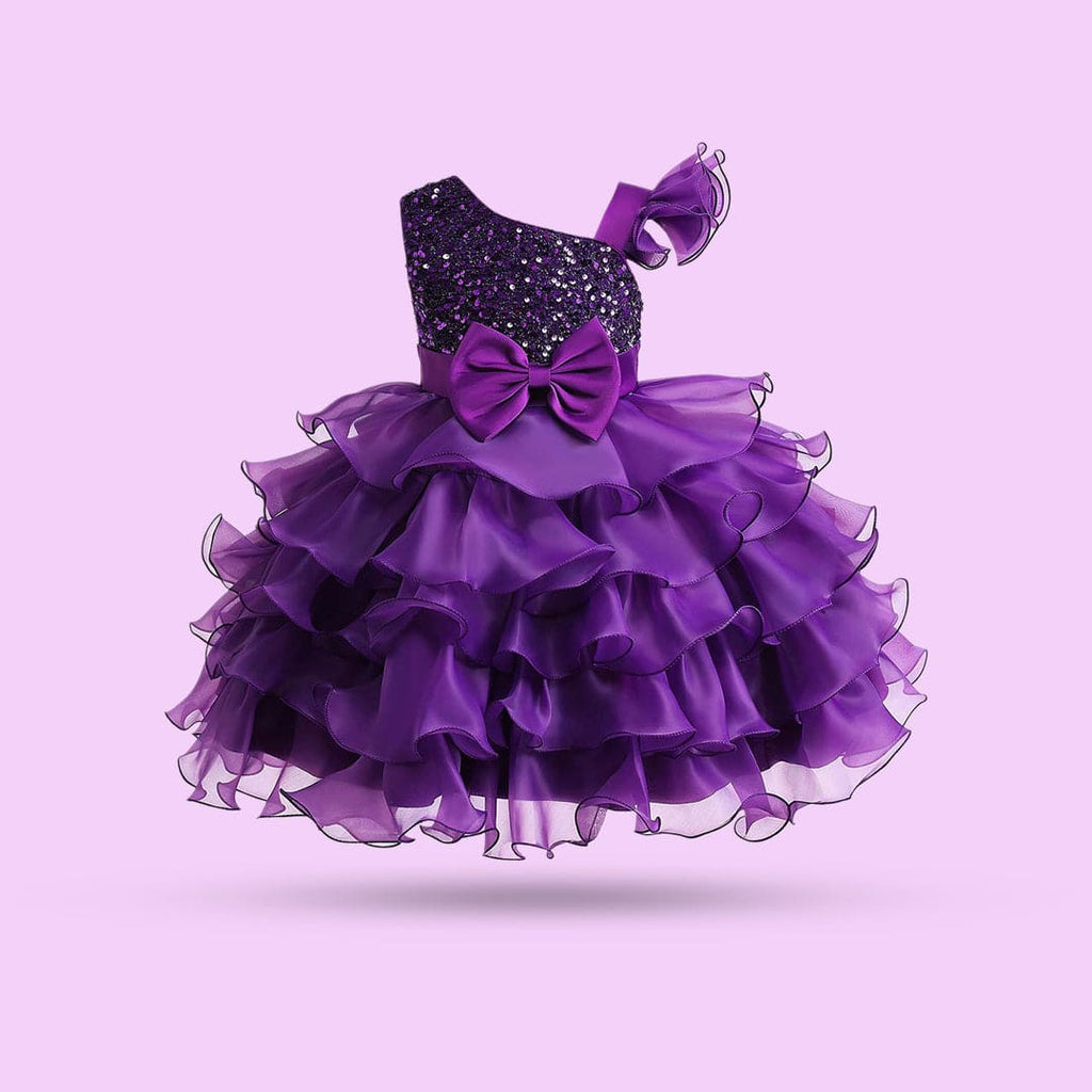 Girls Sequins Embellished Fit & Flare Dress Party Dresses Purple 4-5 Y 