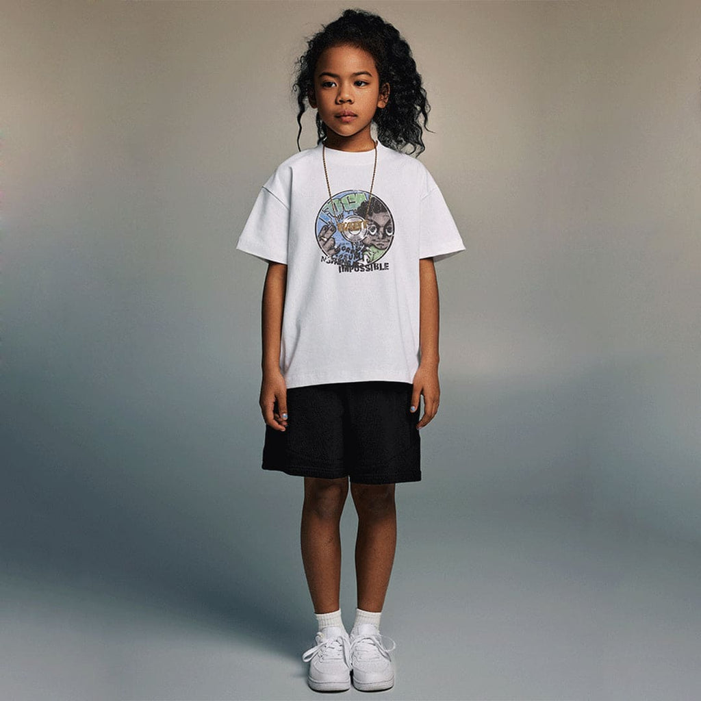 Boys Graphic Print Short Sleeves Oversize T-Shirt Tshirts White 2-3 Y 