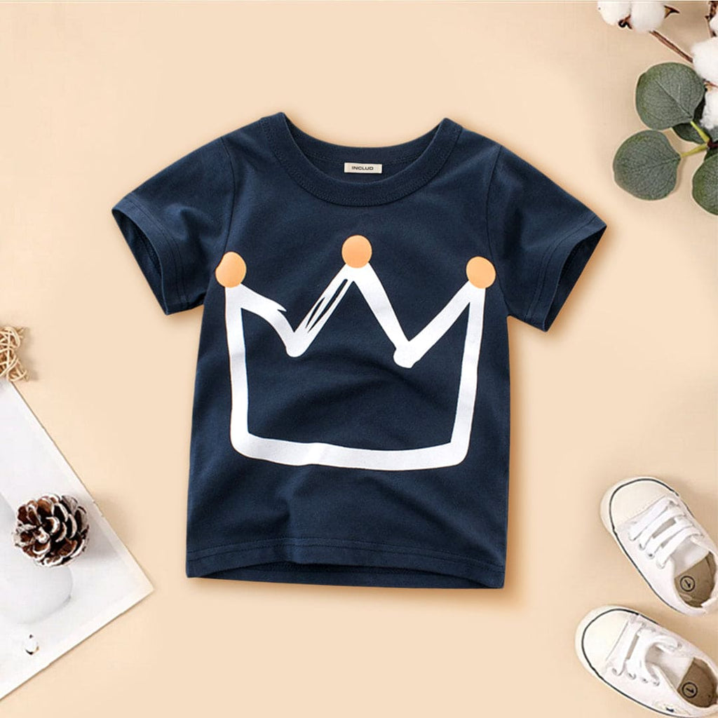 Boys Printed Short Sleeves T-Shirt Tshirts Blue 1-2 Y 