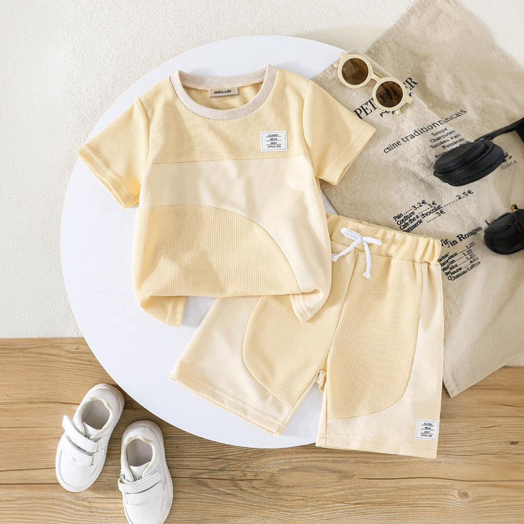 Boys Pastel Yellow Short Sleeves T-Shirt With Shorts Set 2 pc. Sets