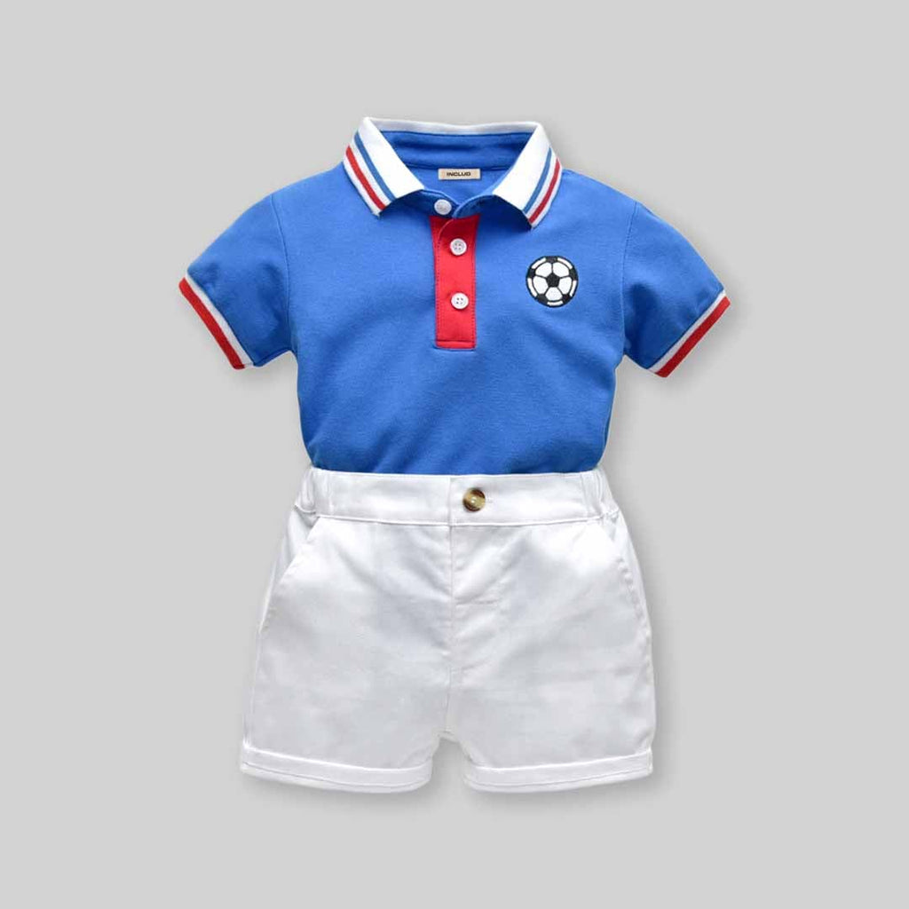 Boys Polo T-Shirt With Shorts Set Sets Blue 1-2 Y 
