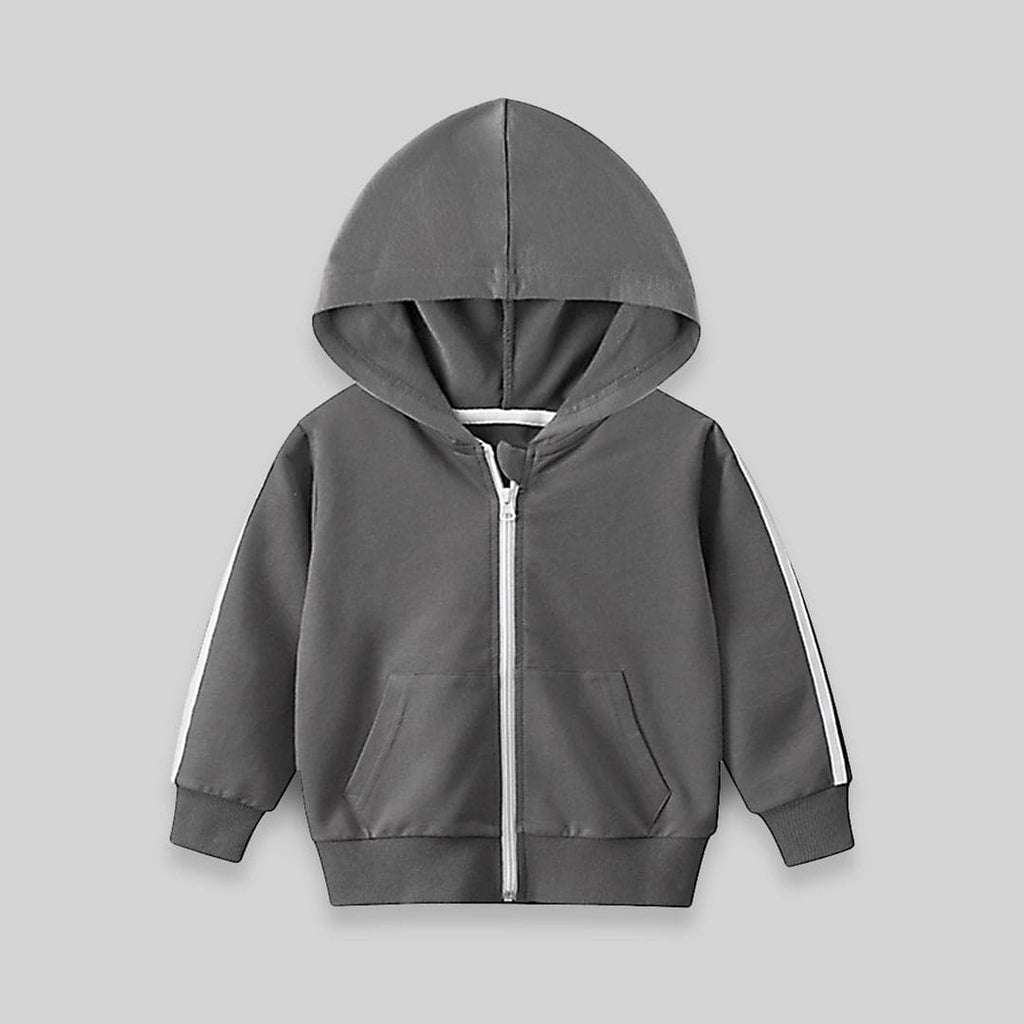Boys Green Long Sleeves Solid Hooded Sweatshirt Sweatshirts & Hoodies Dark Grey 1-2 Y 