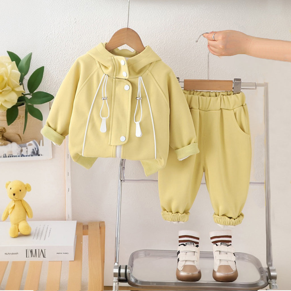 Boys Yellow Hooded Sweatshirt With Pants Sets 2 pc. Sets Yellow 1-2 Y