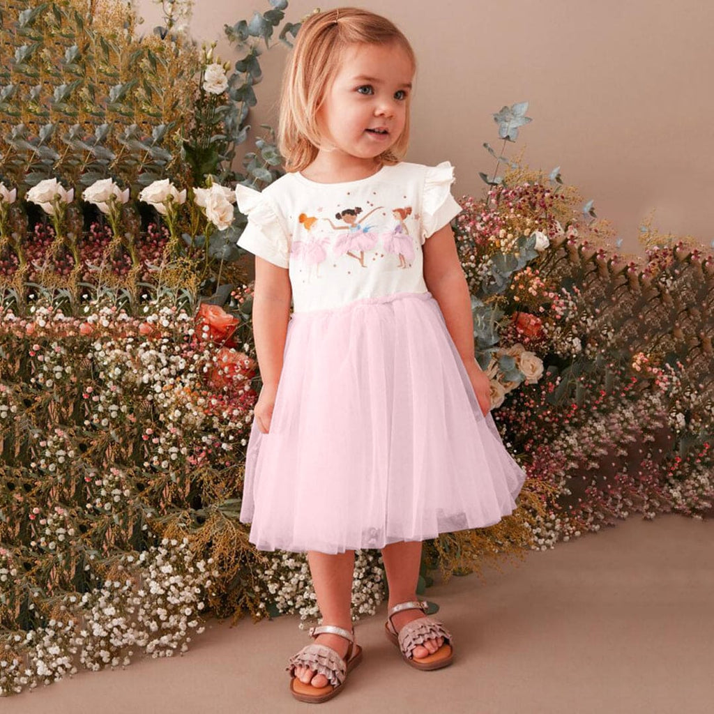 Girls Short Sleeve Graphic Dress Casual Dresses Pink 1-2 Y 