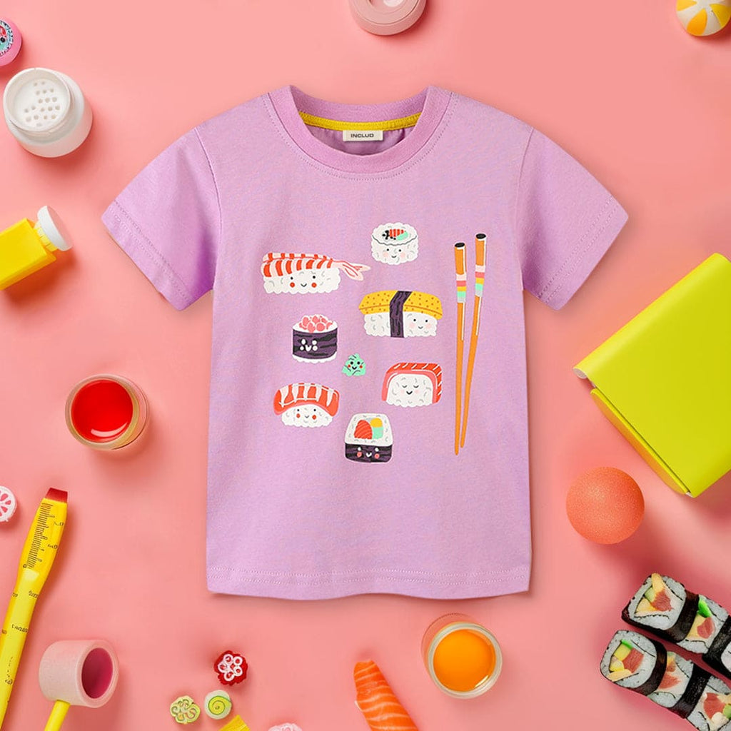 Girls Short Sleeve Graphic T-Shirt Tshirts Pink 1-2 Y 