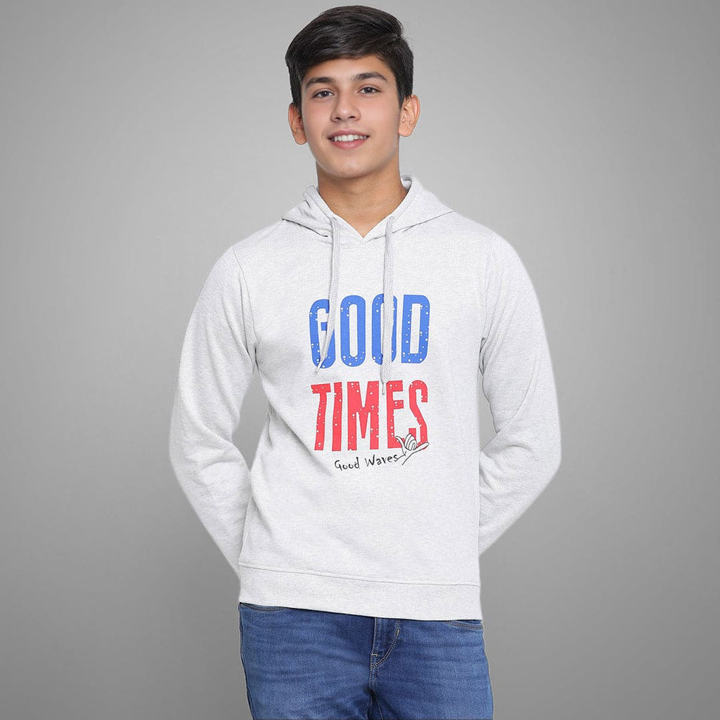 Boys Long Sleeve Hooded Typography Print Sweatshirt Sweatshirts & Hoodies Off White 7-8 Y 