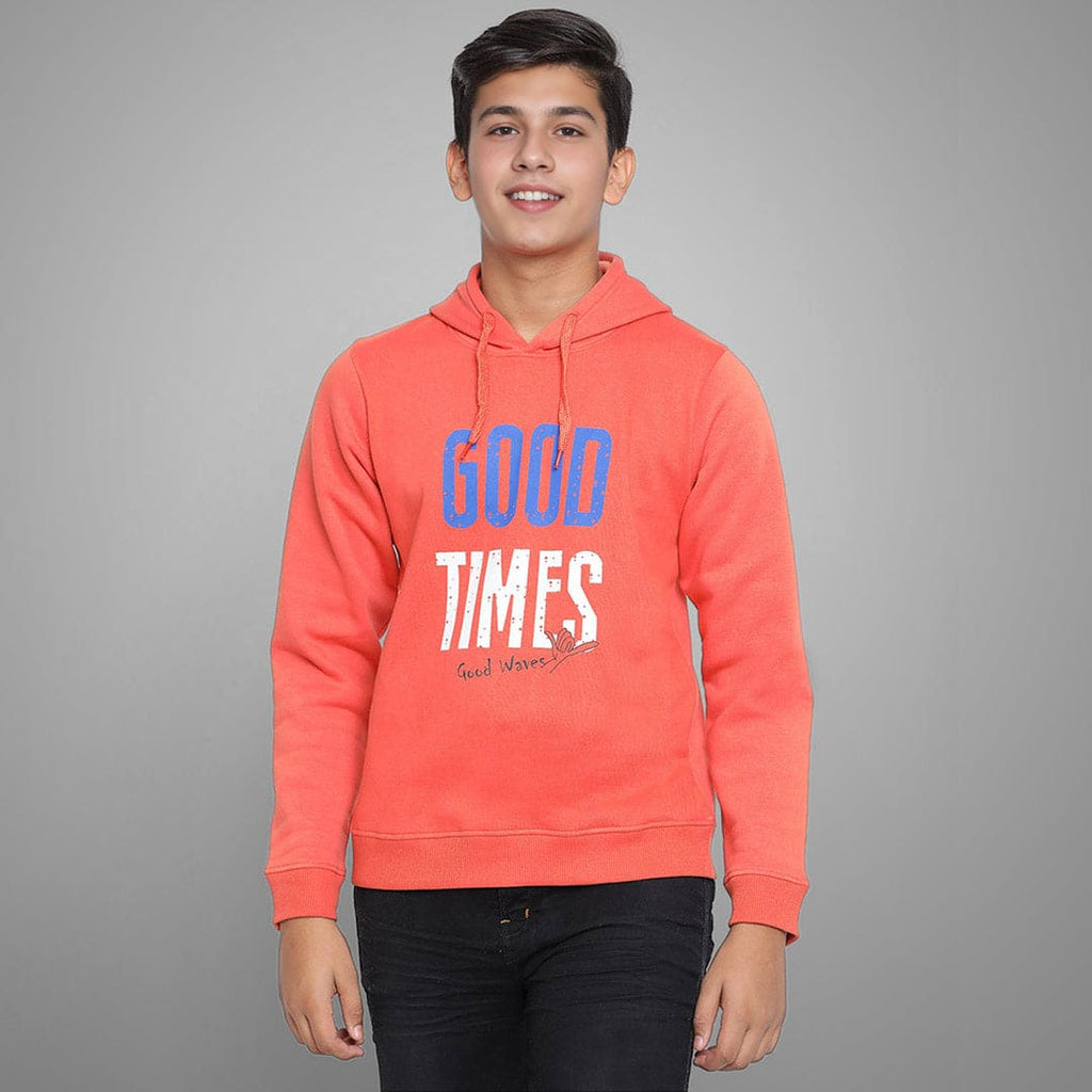 Boys Long Sleeve Hooded Typography Print Sweatshirt Sweatshirts & Hoodies Orange 7-8 Y 