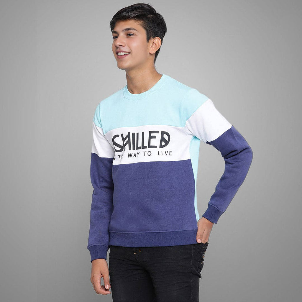 Boys Colorblocked Long Sleeves Sweatshirt Sweatshirts & Hoodies Blue 7-8 Y 