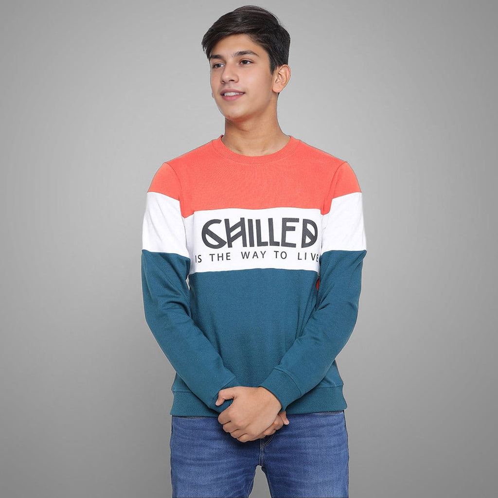 Boys Colorblocked Long Sleeves Sweatshirt Sweatshirts & Hoodies Orange 7-8 Y 