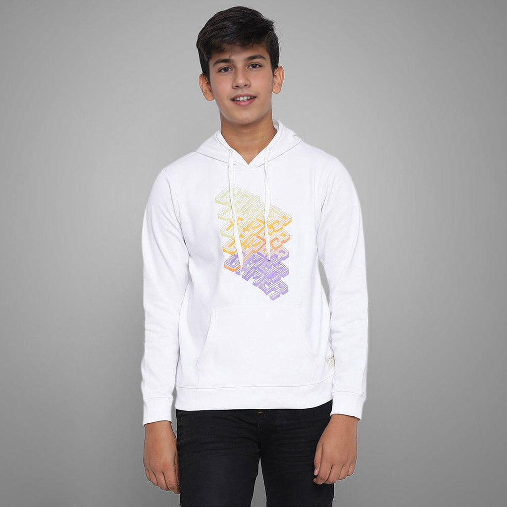 Boys Graphic Long Sleeves Hooded Sweatshirt Sweatshirts & Hoodies White 7-8 Y 