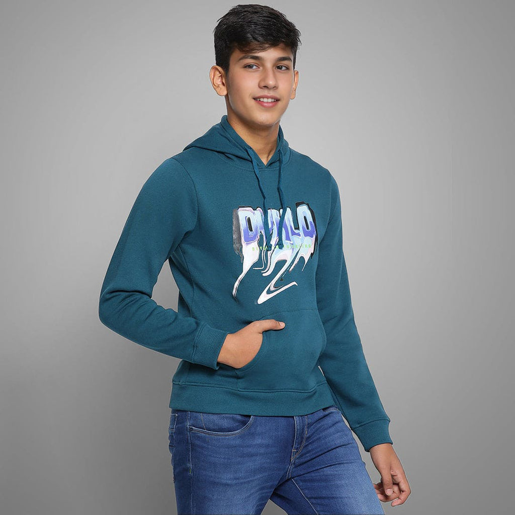 Boys Graphic Long Sleeves Hooded Sweatshirts Sweatshirts & Hoodies Teal 7-8 Y 