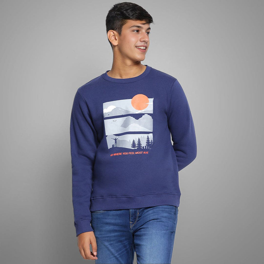 Boys Graphic Print Long Sleeves Sweatshirts Sweatshirts & Hoodies Navy 7-8 Y 