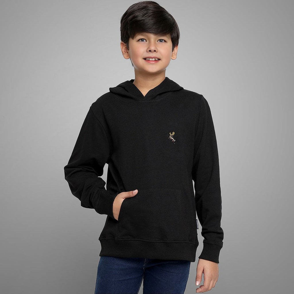 Boys Hooded Long Sleeves Sweatshirt Sweatshirts & Hoodies Black 9-10 Y 
