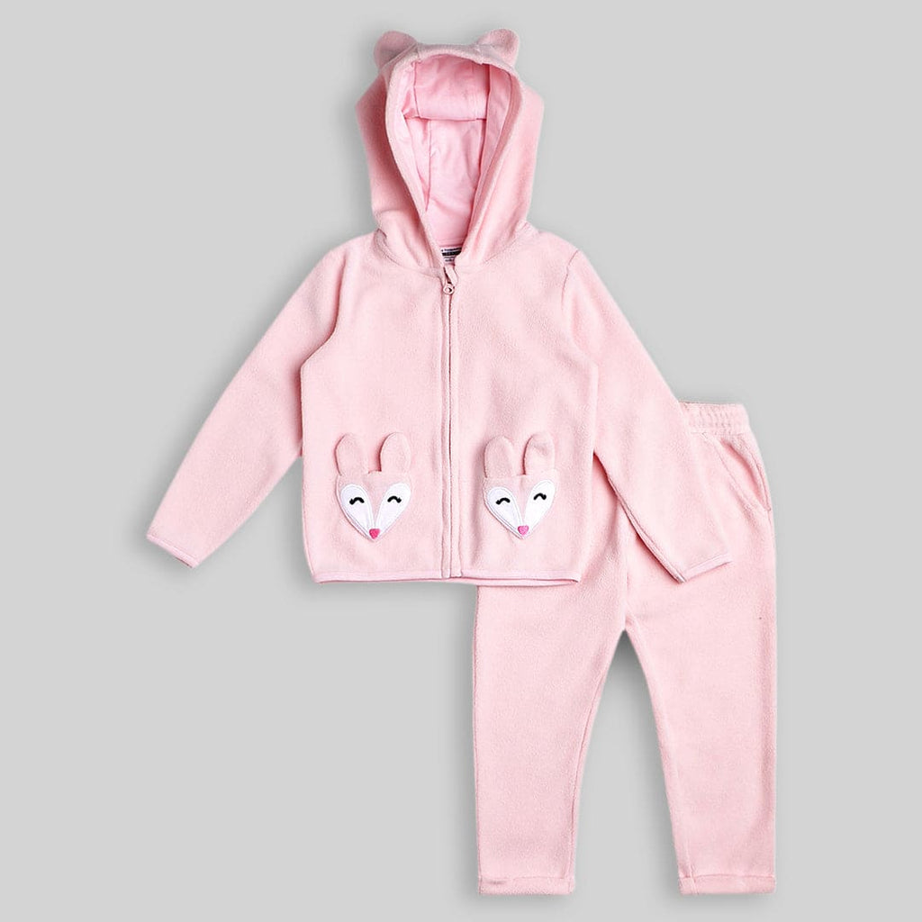 Girls Full Sleeves Hooded Jacket With Pajama Night Suit Set – INCLUD