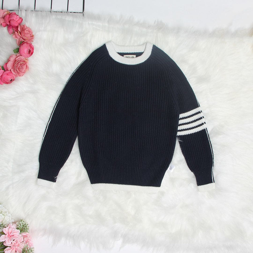Boys Navy Long Sleeve Round Neck Sweater Sweater & Cardigans Navy 6 - 7 Y