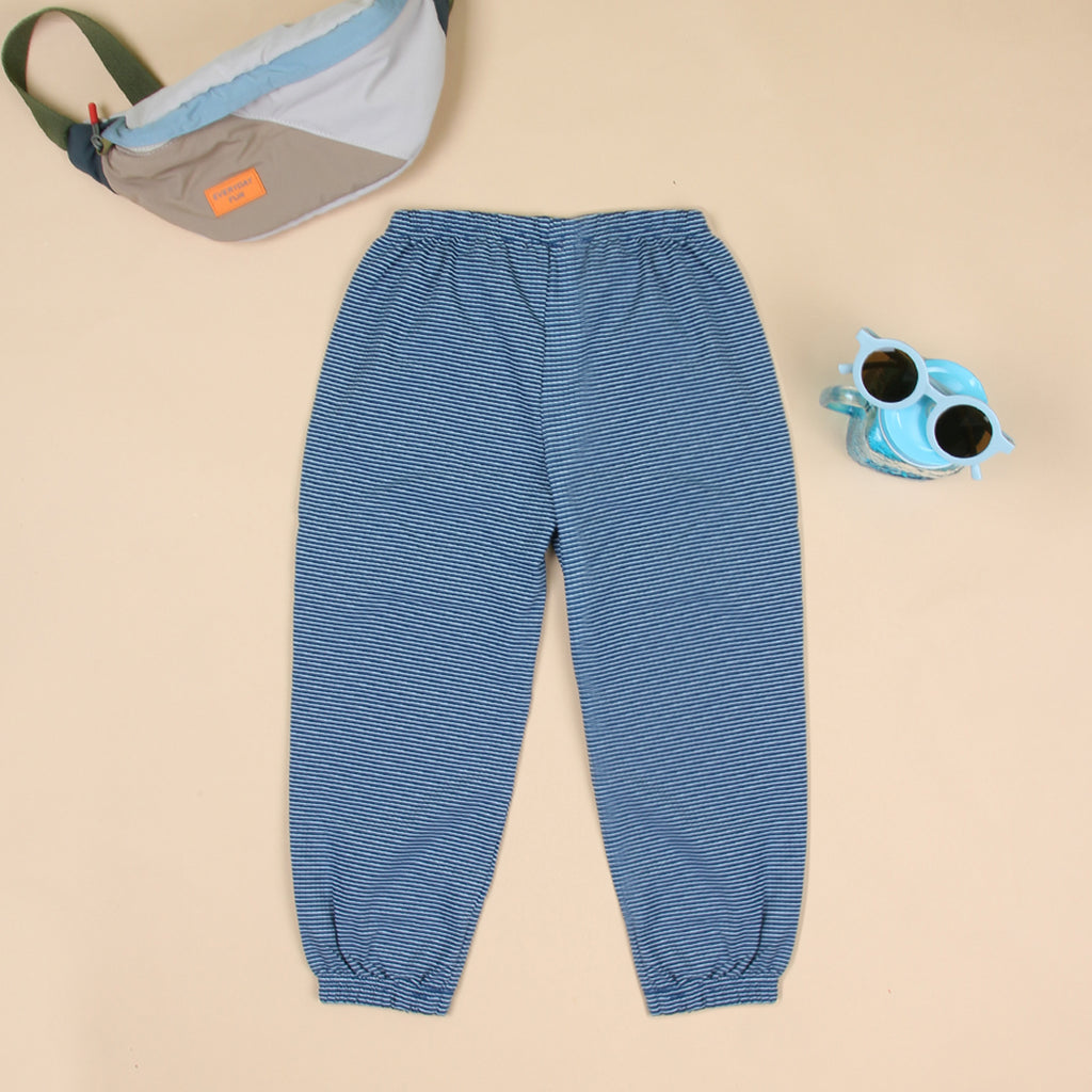 Boys Blue Pinstriped Joggers Trackpants & Joggers