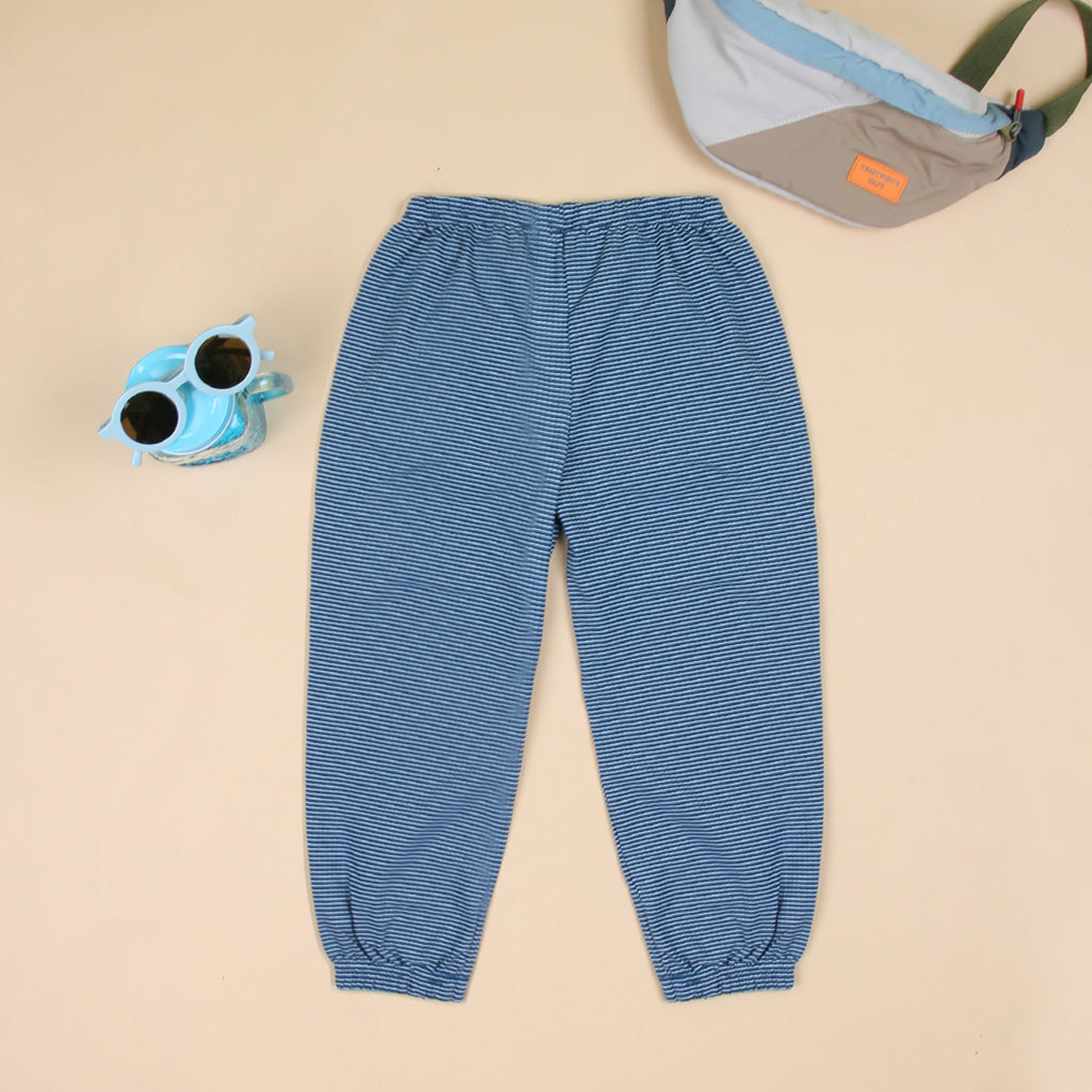 Boys Blue Pinstriped Joggers Trackpants & Joggers Light Blue 18-24 M