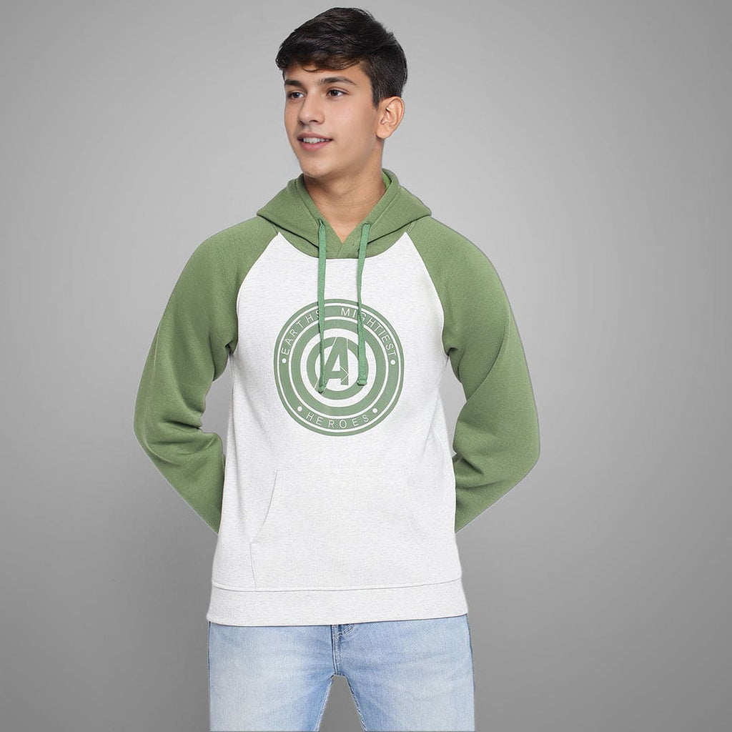Boys Printed Full Sleeves Hooded Sweatshirt Sweatshirts & Hoodies Olive 7-8 Y 