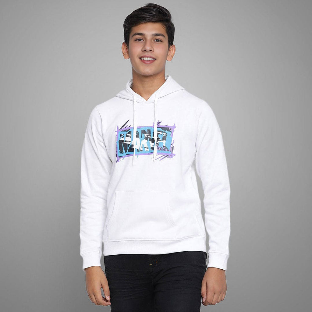 Boys Printed Full Sleeves Hooded Sweatshirt Sweatshirts & Hoodies White 7-8 Y 