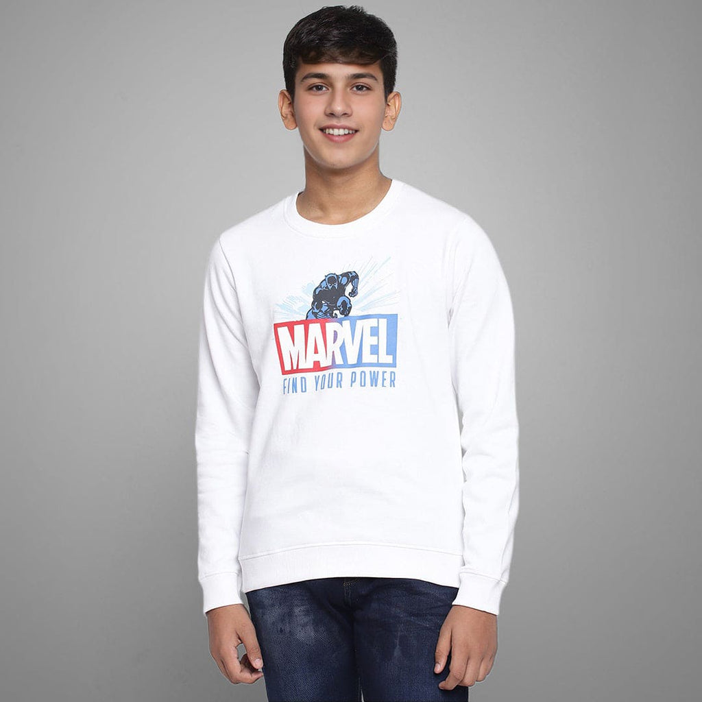 Boys Marvel Print Long Sleeves Sweatshirt Sweatshirts & Hoodies White 7-8 Y 