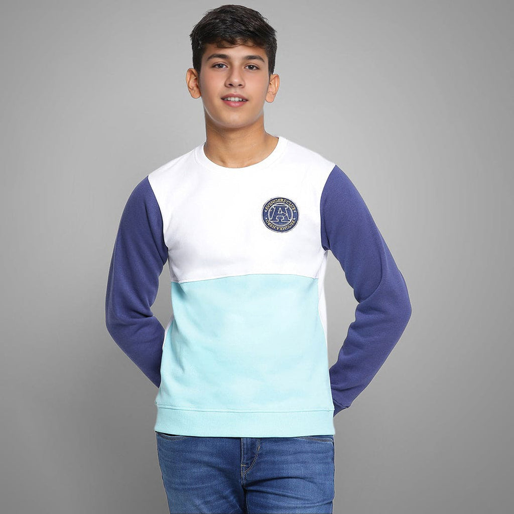Boys Colorblocked Full Sleeves Sweatshirt Sweatshirts & Hoodies Sky Blue 7-8 Y 