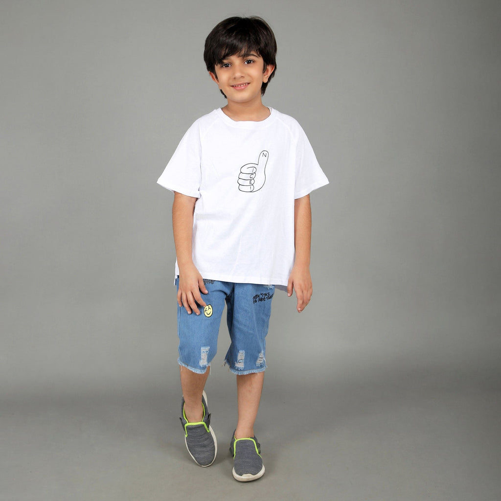 Boys T-shirt with Denim Trouser Sets White 4-5 Y