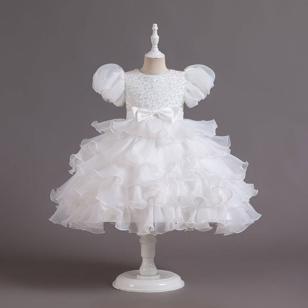 Girls Embellished Frilly Party Dress Party Dresses White 4-5 Y 