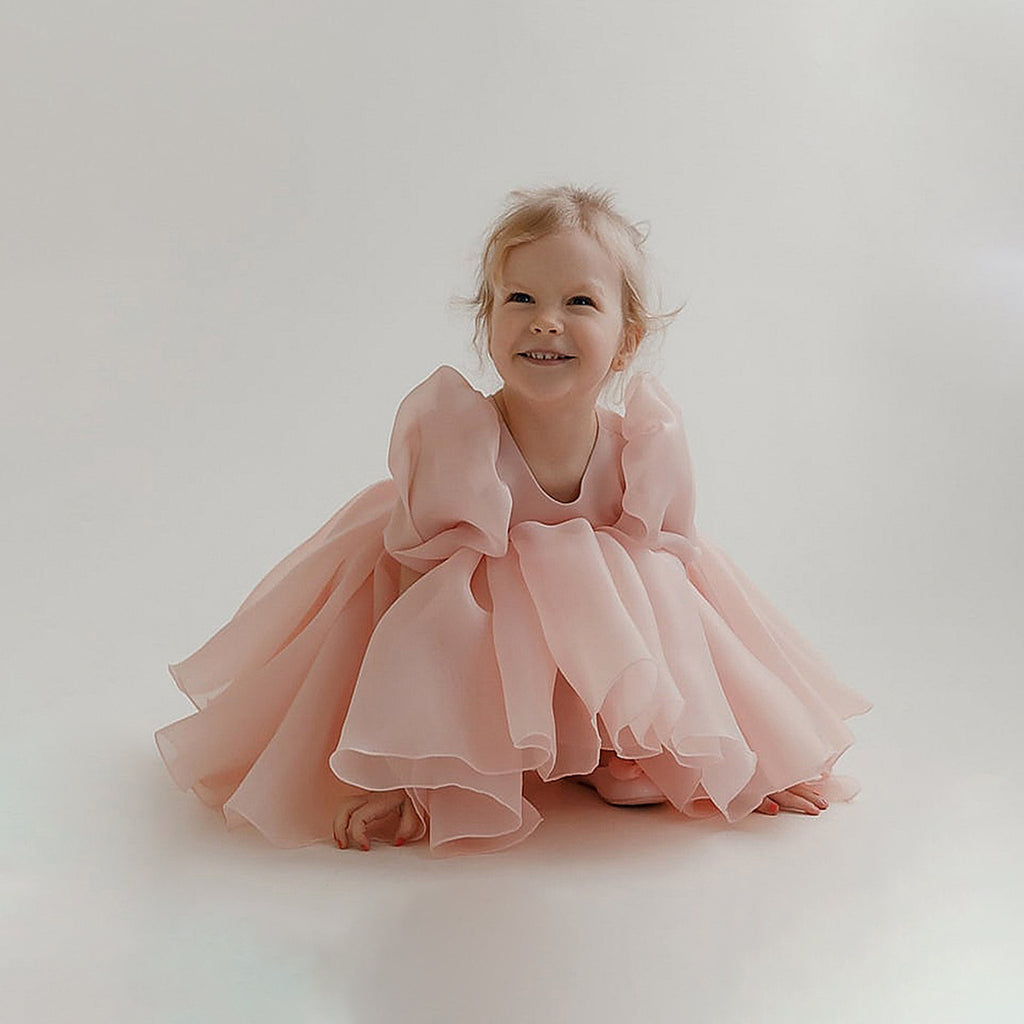 Girls Pink Puff Sleeves Fit & Flare Dress Party Dresses Pink 2-3 Y