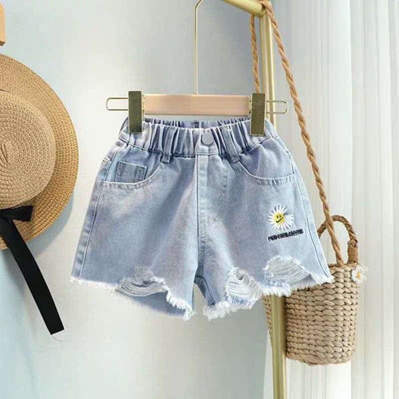 Denim Shorts With Applique Shorts Shorts with Fray Edges 2-3 Y
