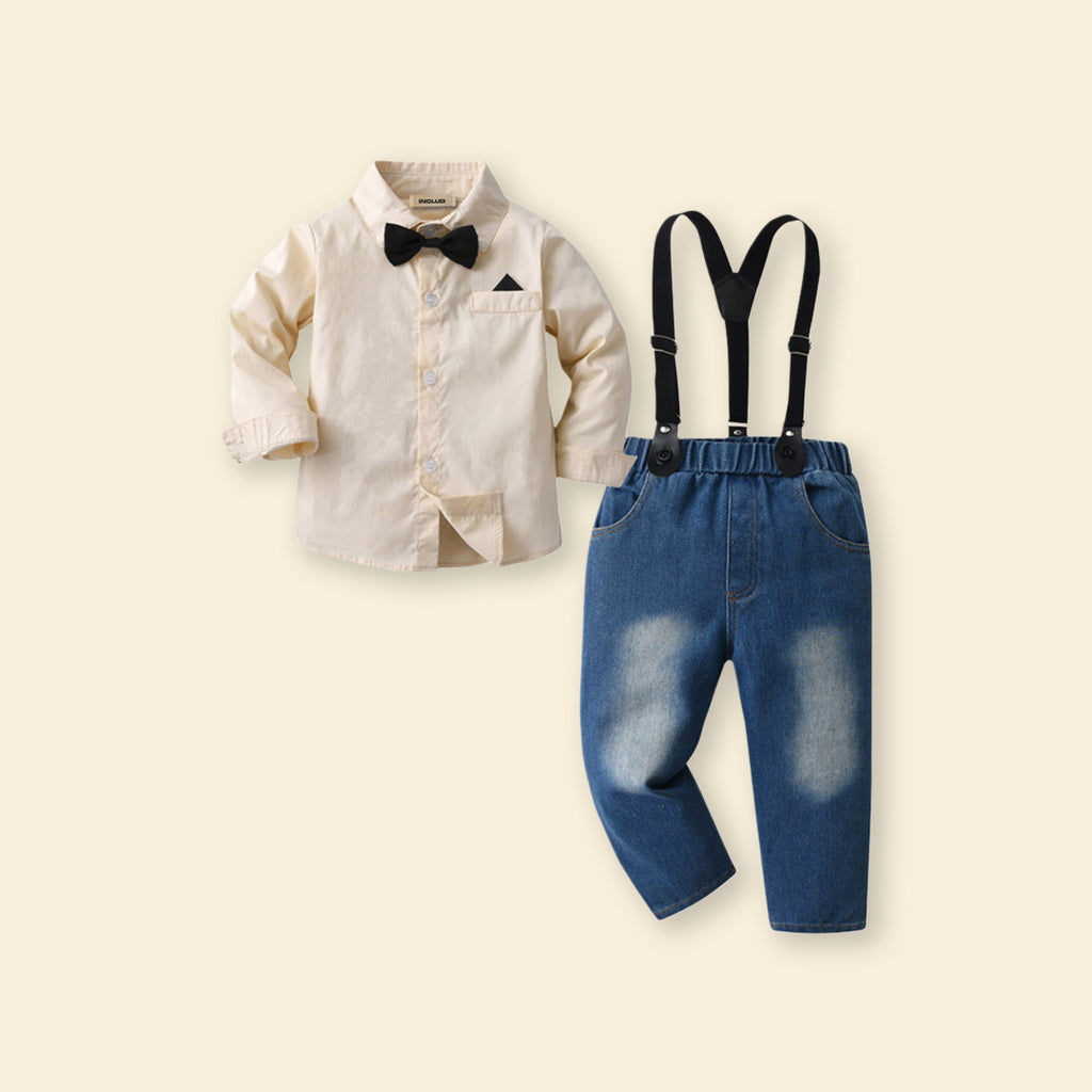 Boys Shirt with Suspender Denims Set 2 pc. Sets Orange 1-2 Y 