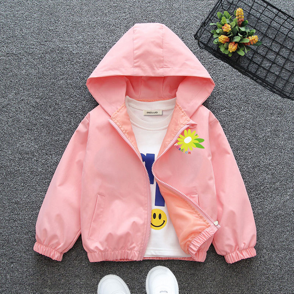 Girls Hooded Patchwork Jacket Coats & Jackets Pink 1-2 Y 