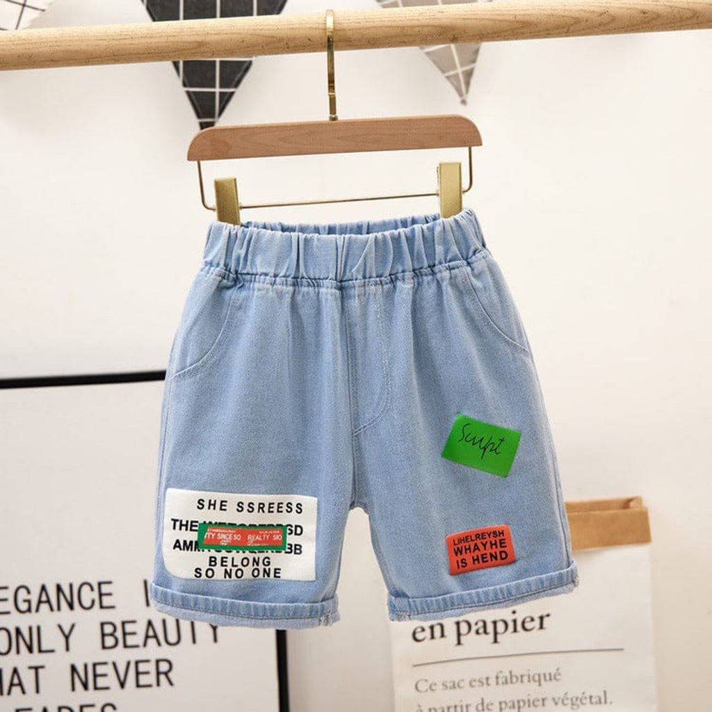 Elasticated Printed Shorts Shorts Denim With Print 2-3 Y 