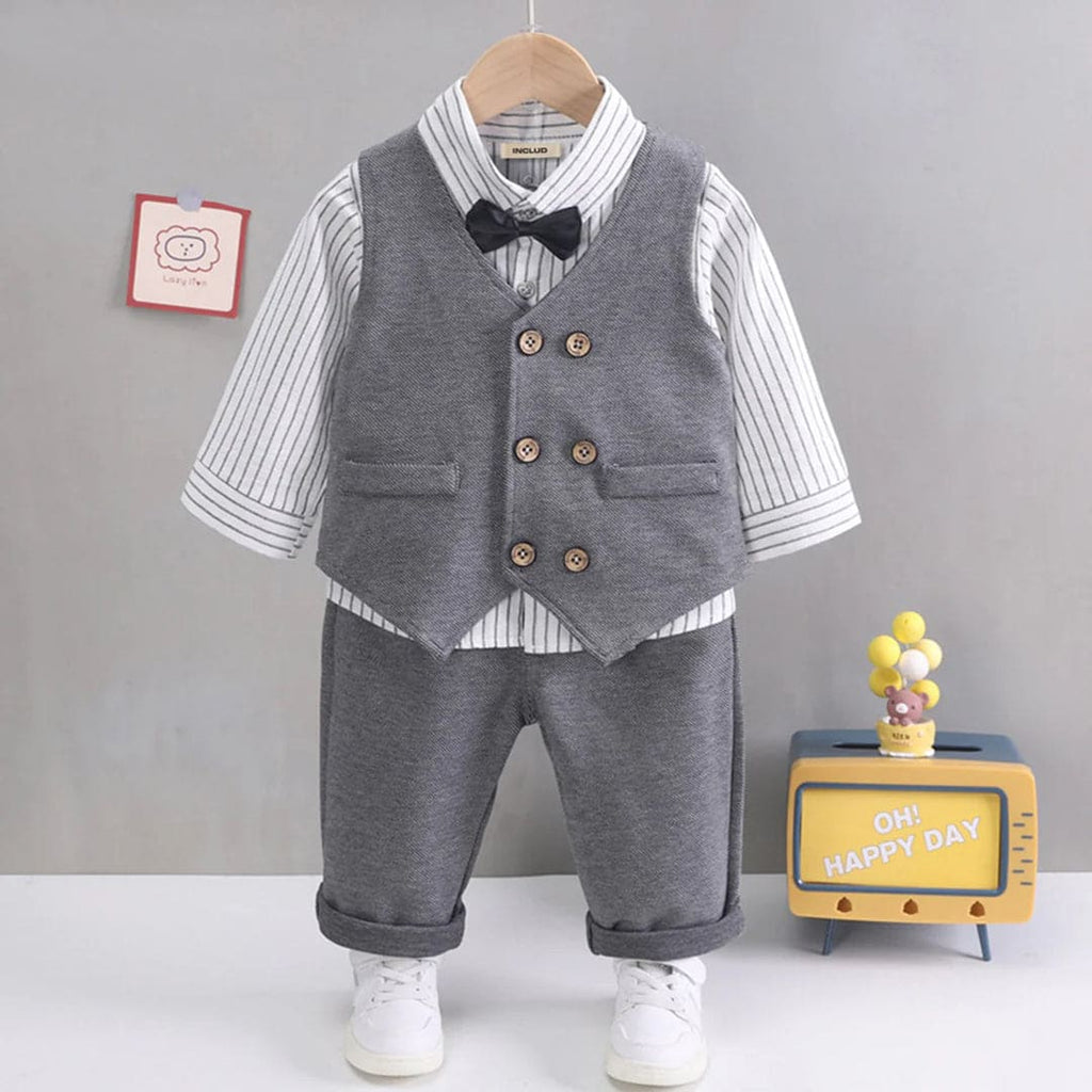 Boys Shirt with Trousers & Waistcoat Set 3 pc. Sets Grey 1-2 Y 