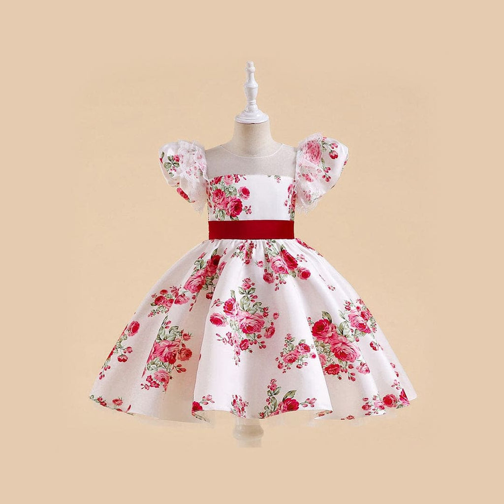 White Printed Frill Dress Casual Dresses White 1-2 Y 