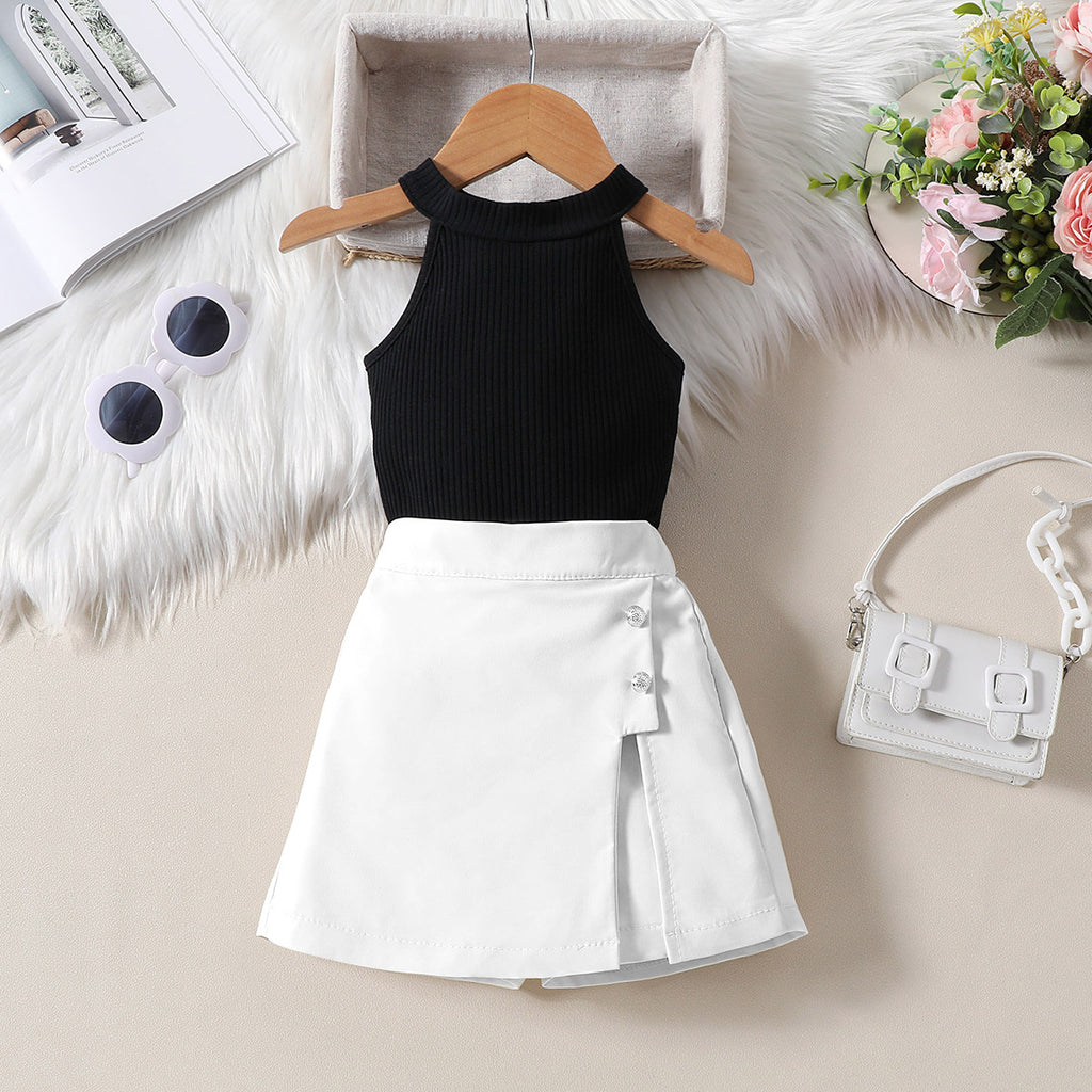 Girls Halter Neck Top With Pencil Skort Set Sets Black 1-2 Y