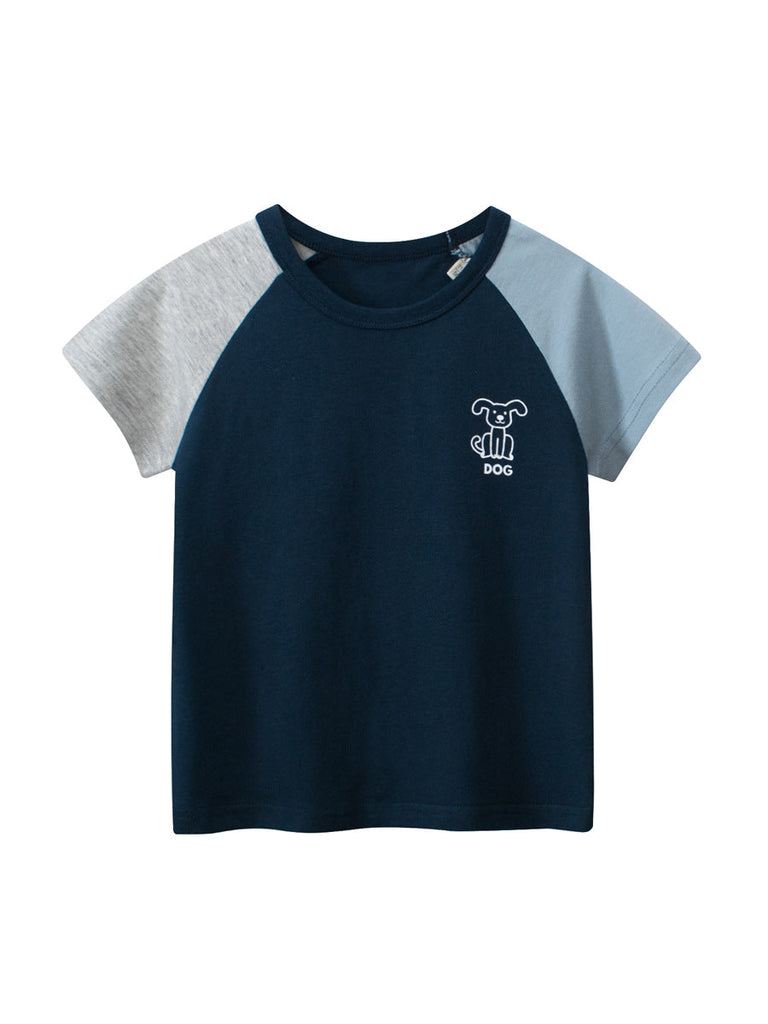 Boys Raglan Sleeves Printed T-Shirt Tshirts Blue 1-2 Y 