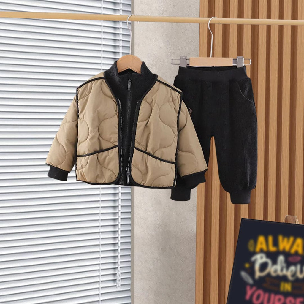 Boys 3 Piece Set Jacket & Joggers Set Sets Brown 1-2 Y 