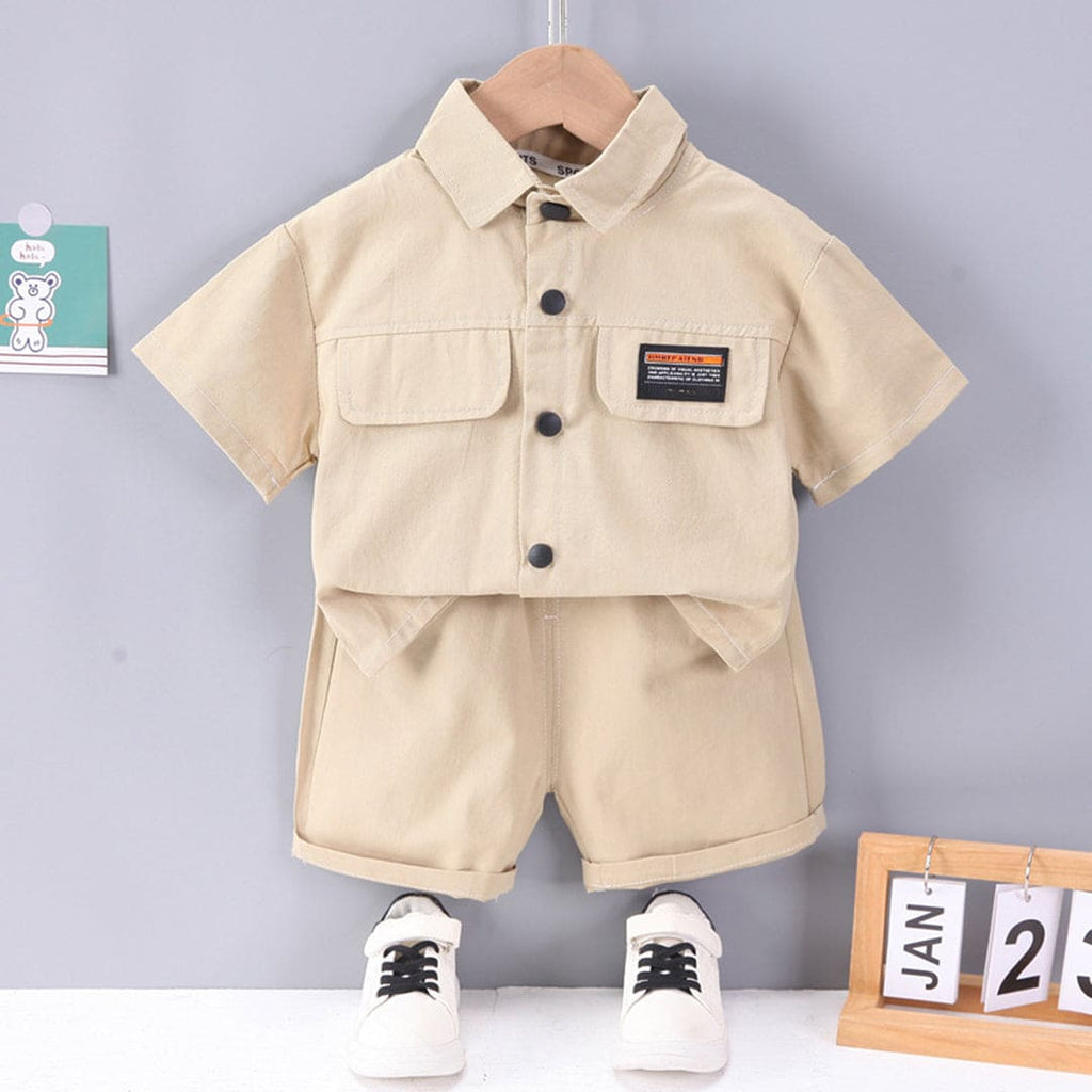 Boys Double Flap Shirt With Shorts Sets Off White 1-2 Y 