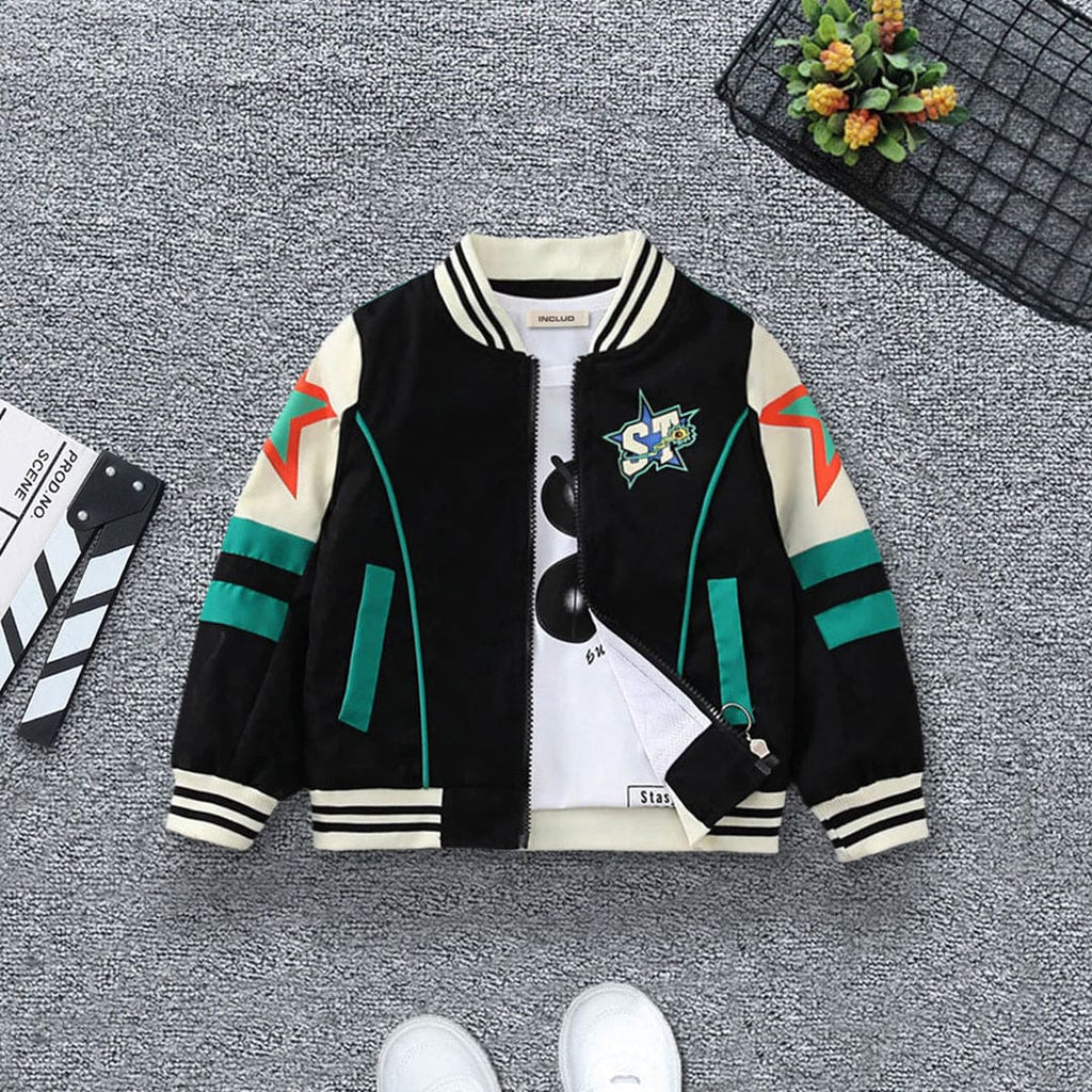 Boys Printed Varsity Jacket Coats & Jackets Green 1-2 Y 