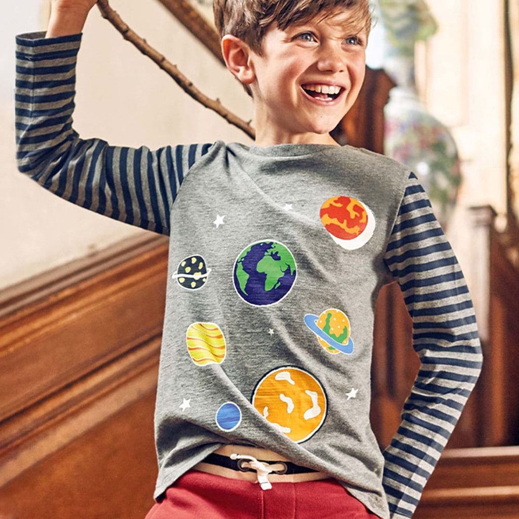 Boys Space Print T-shirt Tshirts Grey 1-2 Y 
