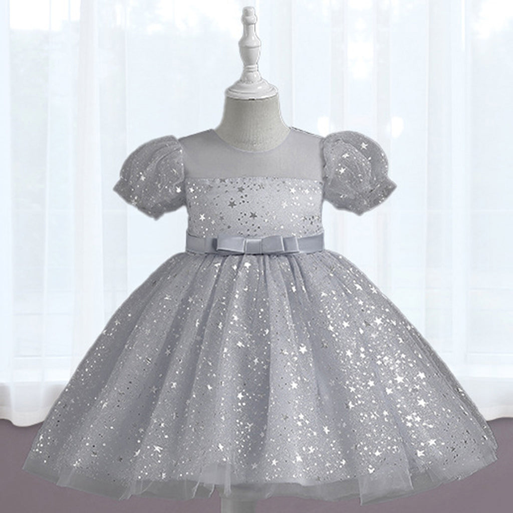 Girls Glitter Tulle Party Dress Party Dresses Grey 4-5 Y 