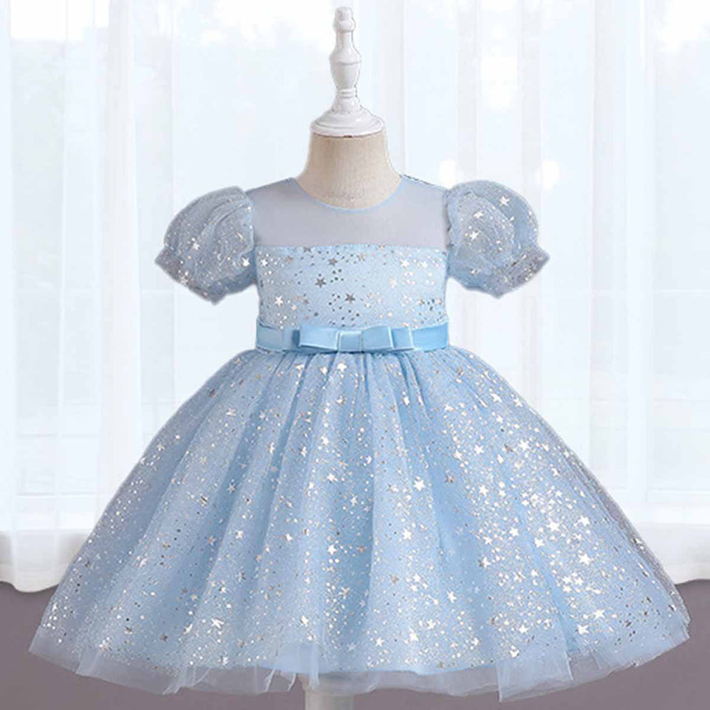 Girls Glitter Tulle Party Dress Party Dresses Blue 4-5 Y 