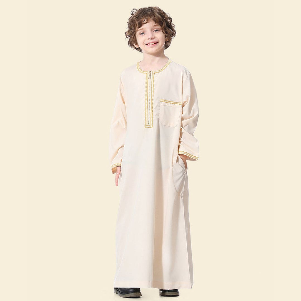 Boys Embroidered A-line Robe Sets Beige 4-5 Y 